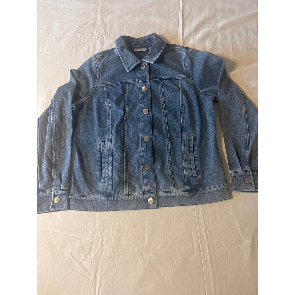 Belle by Kim Gravel Denim Jacket Womens S Blue Button Front Trucker